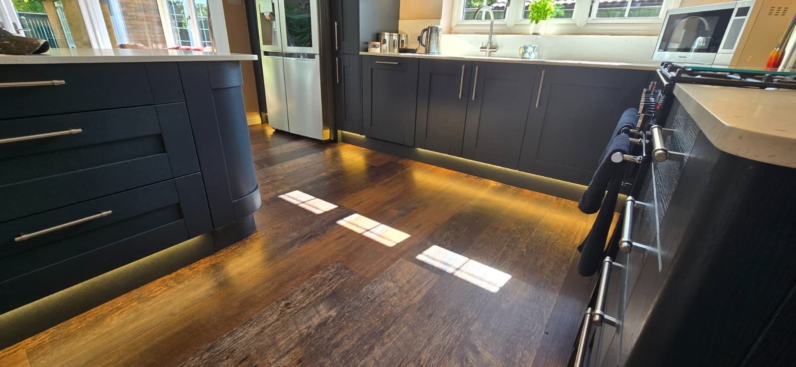 Under-cabinet LED strip lighting