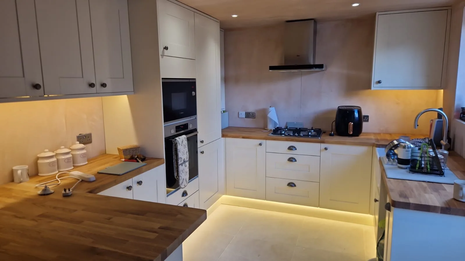 New kitchen electrical installation with appliance supplies and two separately switched LED lighting zones in Bournemouth BH9