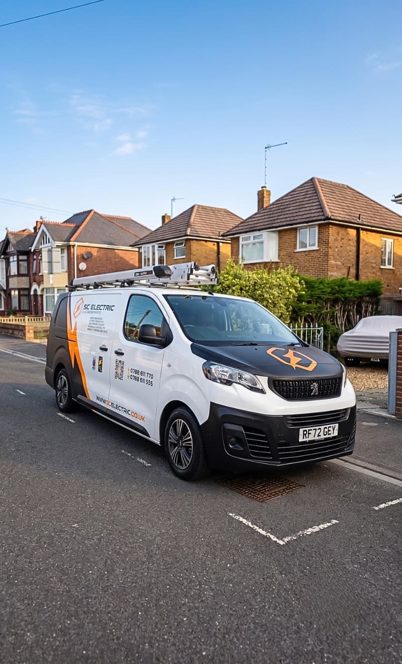 SC Electric branded electrician van in Bournemouth